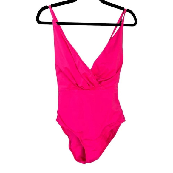 NWT Anne Cole Berry Pink One Piece Swimsuit Cross Back Size 16 - Picture 1 of 9